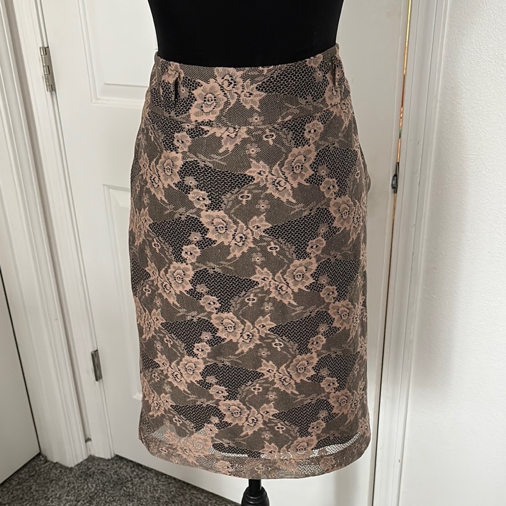 Lapis Lace Overlay Embellished Pencil Skirt